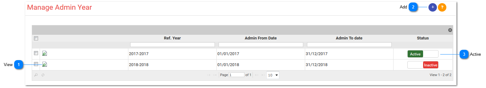 Manage Admin Year